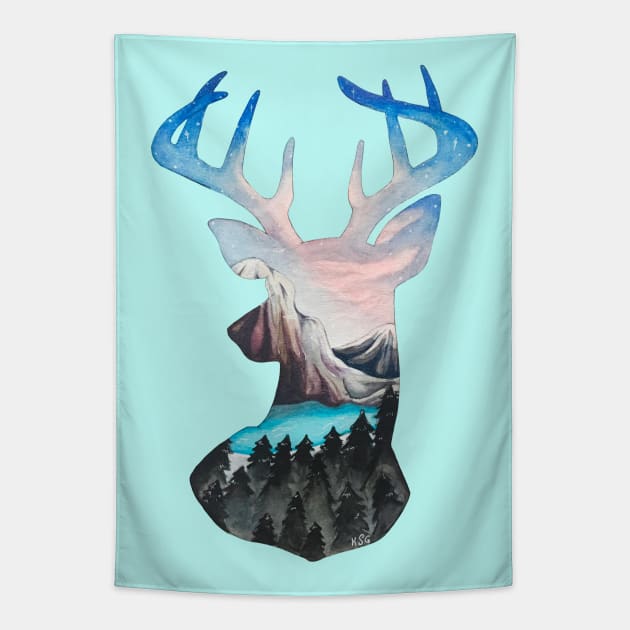 Forest Deer Head Tapestry by Lady Lilac
