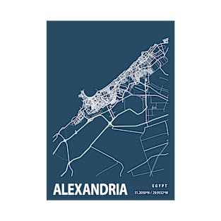 Alexandria Blueprint Street Map, Alexandria Colour Map Prints T-Shirt