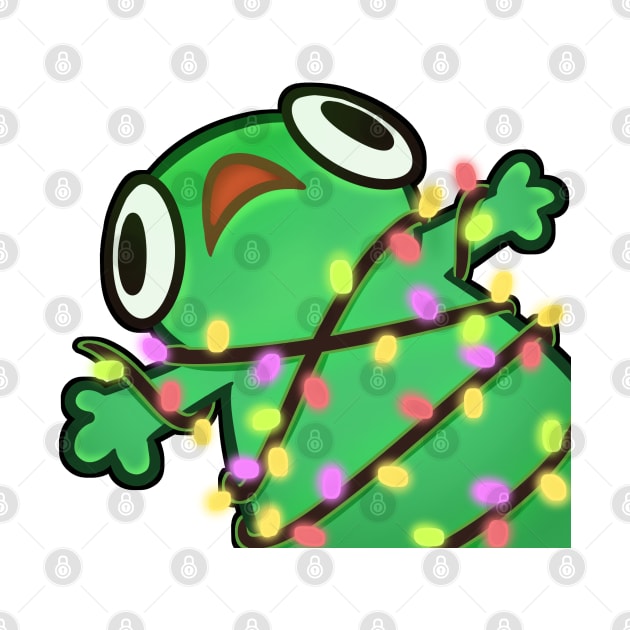 Froggie tangled in Christmas lights by Nucifen