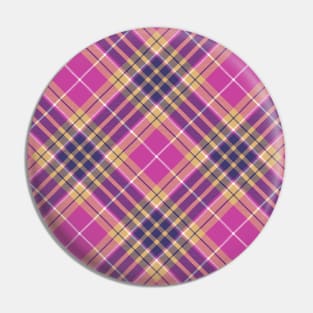 Pink, Gold and Blue Tartan Pattern Rotated Pin