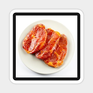 Pork neck slices on a plate Magnet