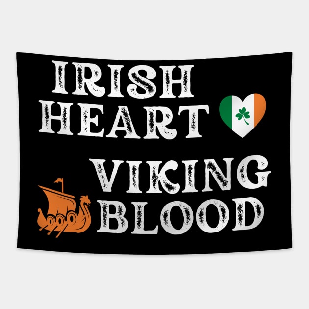 Irish Heart Viking Blood. Ideas for gifts for historical enthusiasts. Gifts are available on t-shirts, stickers, mugs, and phone cases, among other things. Tapestry by Papilio Art