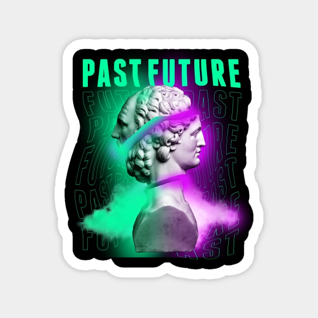 Janus Mythology Vaporwave Green and Purple Magnet by gastaocared