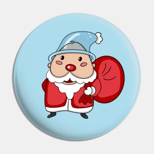 Santa Claus Wearing A Transparent Blue Hat Pin