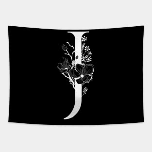 Letter J Monogram - Floral Initial Tapestry