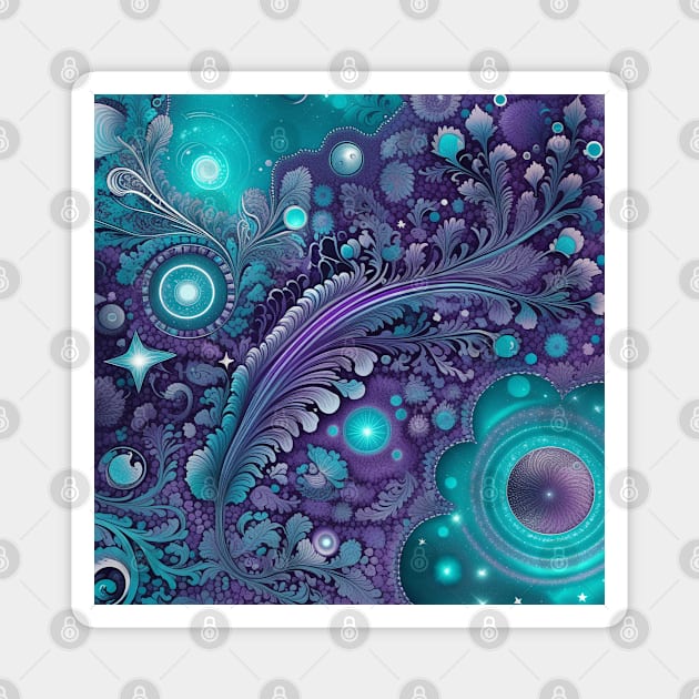 Other Worldly Designs- nebulas, stars, galaxies, planets with feathers Magnet by BirdsnStuff