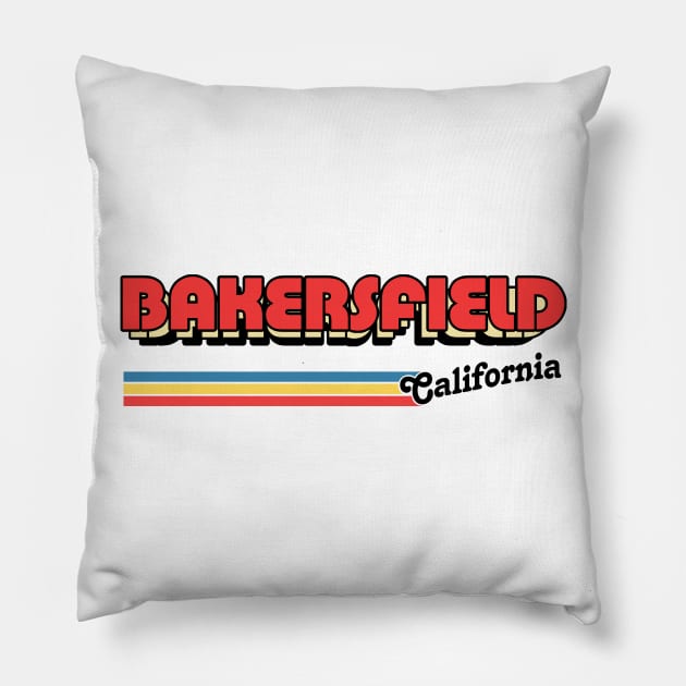 Bakersfield, CA \/\/\/\ Retro Typography Design Pillow by DankFutura