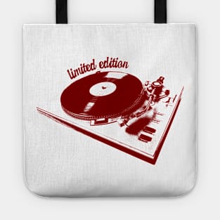 Red Turntable And Vinyl Record Illustration Tote