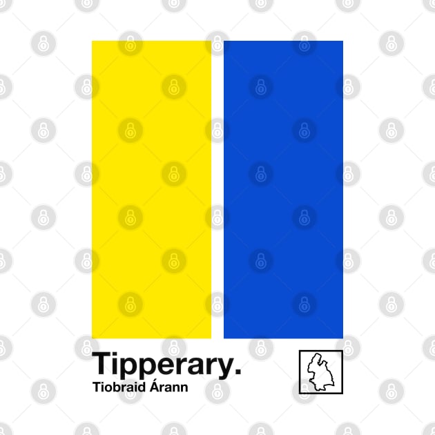 County Tipperary, Ireland - Retro Style Minimalist Poster Design by feck!