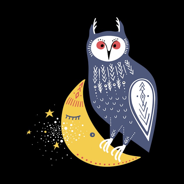 Whimsical Owl Sitting on the Moon by StacysCellar