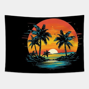 sunset palm beach tropics Tapestry