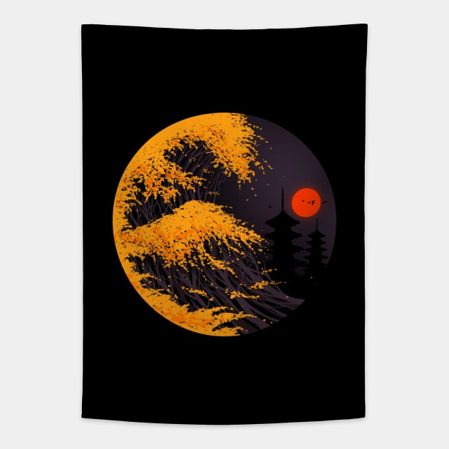 The Great Autumn Wave Tapestry by nicebleed