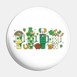 Retro Obsessive Cup Disorder St. Patrick's Day, St Patricks Day, Clover, Hearts Retro Groovy Pin