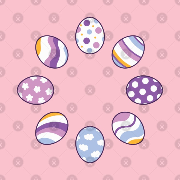 Eggs | Purple Orange | Stripes | Dots | Clouds | Light Purple by Wintre2