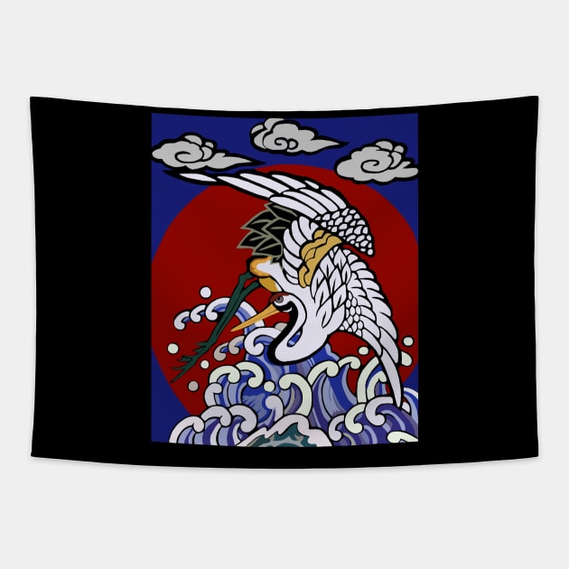 Japanese Crane Kite / Edo Style Kite Tapestry by UsuallyUnusual