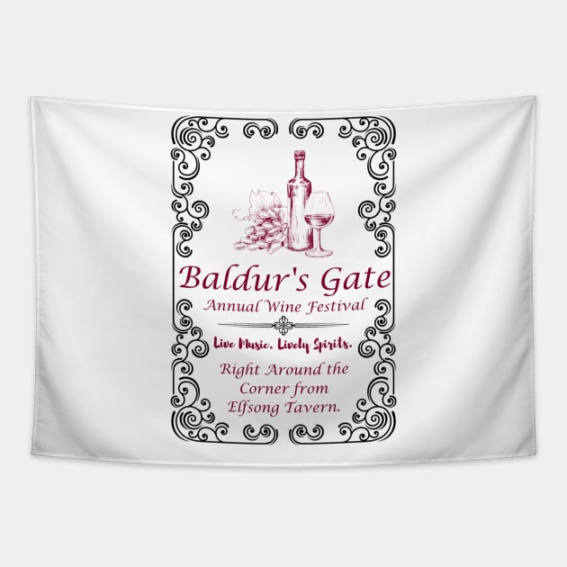 Baldur's Gate Annual Wine Festival Poster Art Tapestry by CursedContent