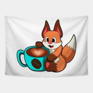 Fox with Cup of Coffee Tapestry