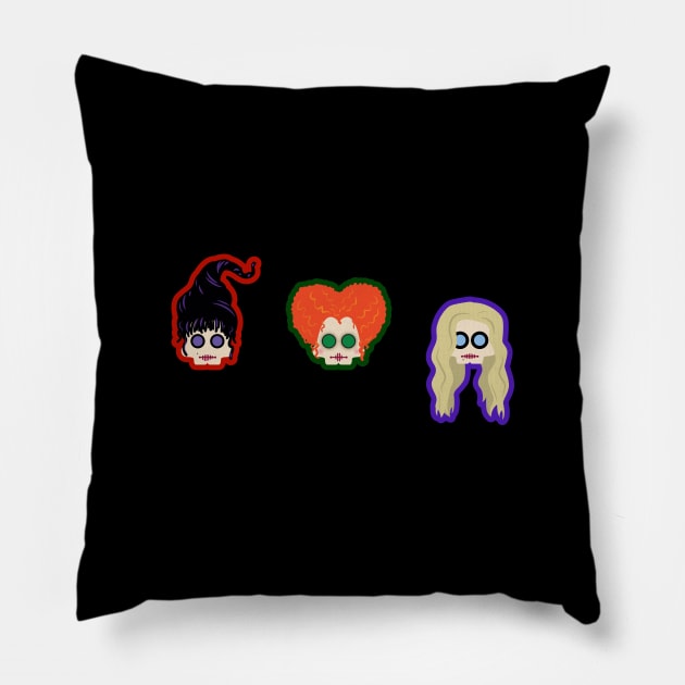 Sanderson Sisters Skulls Pillow by NeaandTheBeard