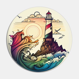 Lighthouse Colorful Art Creation V1 Pin