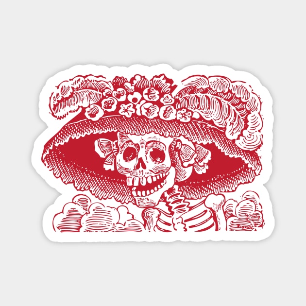 Calavera Catrina | Dia De Los Muertos | Day of the Dead | Skulls | Skeletons | Sugar Skulls | Red | Magnet by Eclectic At Heart