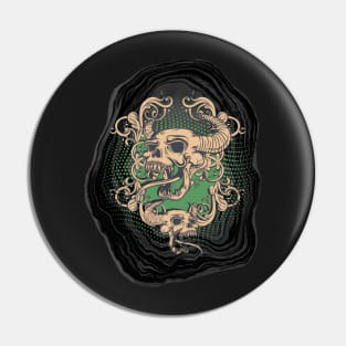 Horned Serpent Skull Sticker Pin