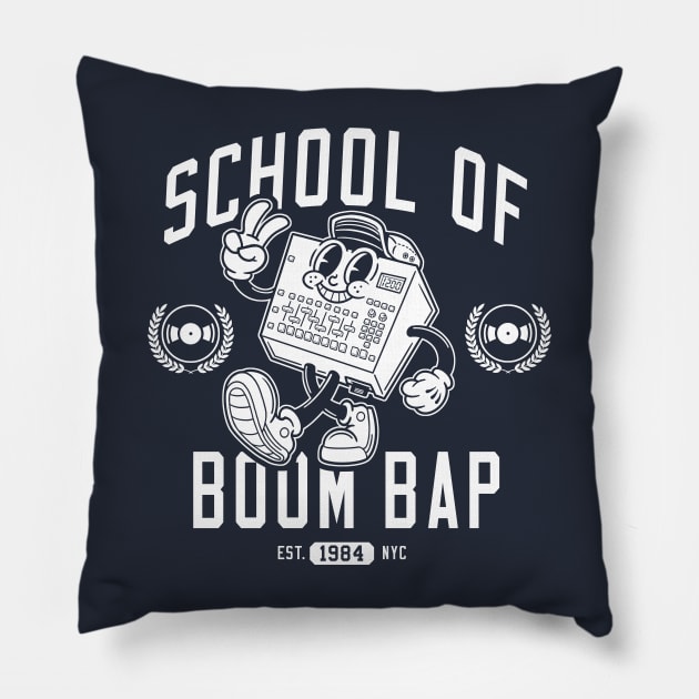 School of Boom Bap (White Print) Pillow by analogdreamz