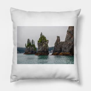 Rock Spire Seascape Pillow