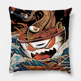 Great Ramen off Kanagawa Black - Great Wave Pillow