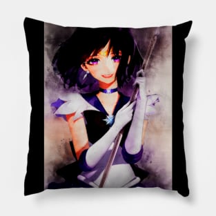 Sailor Saturn Anime Watercolor Pillow