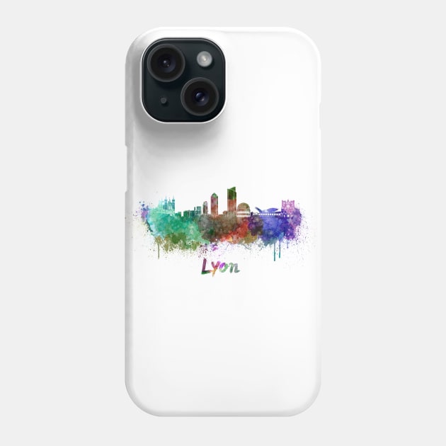 Lyon skyline in watercolor Phone Case by PaulrommerArt