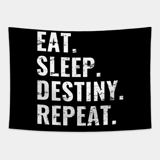 Eat Sleep Destiny Repeat, Distress Style Tapestry by WPKs Design & Co