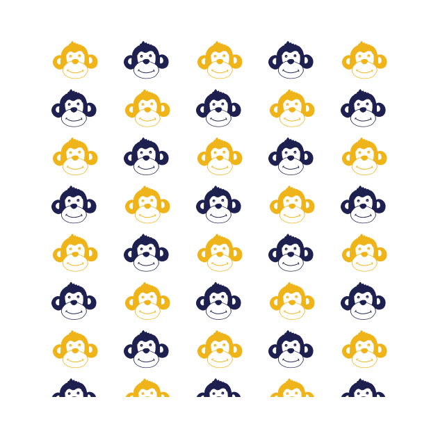 Cute monkies in musterd yellow and dark blue by bigmoments