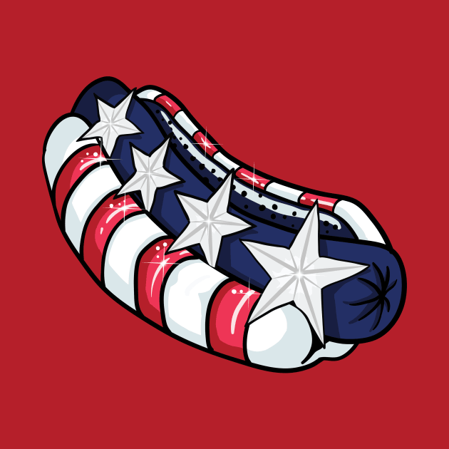 Hot Dog USA Flag Stars Stripes by Print Cartel