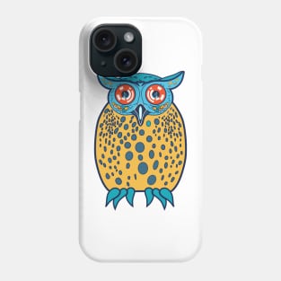 Playful and Friendly night owl in blue and yellow Phone Case
