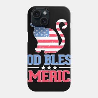 4th Of July God Bless America Cat American Flag Phone Case