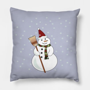 Christmas Snowman with Snowflakes Pillow