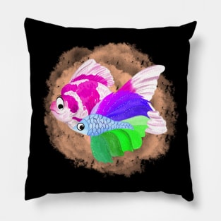 Siamese fighting fish and goldfish Pillow