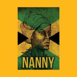 Famous Women of Black History | Queen Nanny of the Accompong Maroons in front of the Jamaican Flag T-Shirt