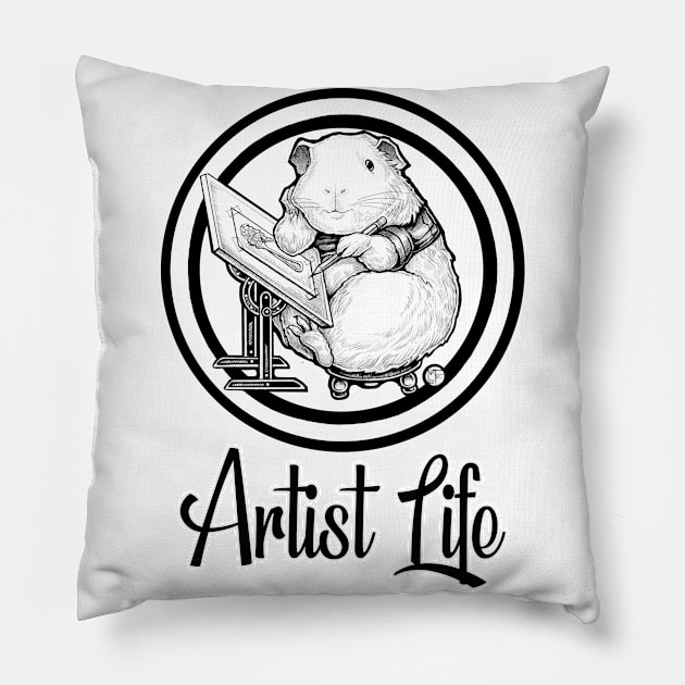 Guinea Pig - Artist Life Pillow by Nat Ewert Art