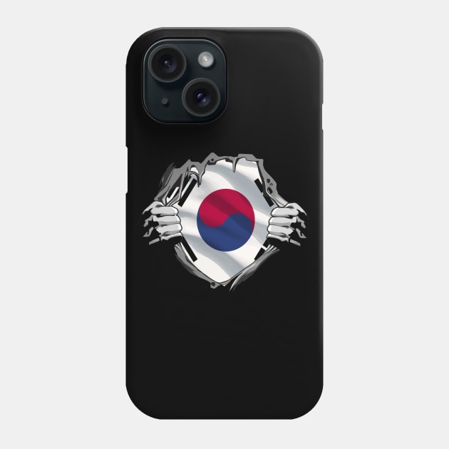 Two Hands Ripping Revealing Flag of South Korea Phone Case by BramCrye