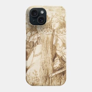 Design for Moxon's Tennyson - King Arthur and the Weeping Queens by Dante Gabriel Rossetti Phone Case