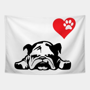 Bulldog Love Heart For Dog Owner Tapestry