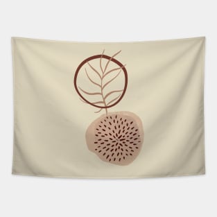 Minimal Modern  Abstract  Circle Shapes  leave  Warm Tones  Desig Tapestry