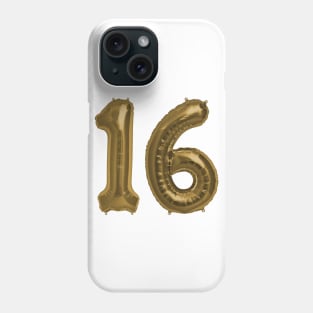 Bronze 16th Birthday Metallic Helium Balloons Numbers Phone Case