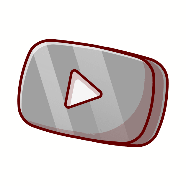 Silver Play Button in Rounded Rectangle Music Cartoon Vector Icon Illustration by Catalyst Labs