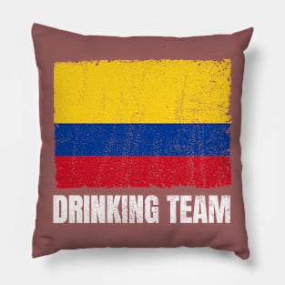 Colombian Drinking Team Graphic for Men Women Funny Colombia Flag Pillow