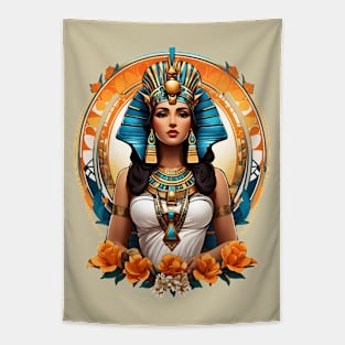 Cleopatra Queen of Egypt retro vintage floral design Tapestry