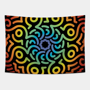 Minimalist Flower Mandala Art Rainbow Tapestry