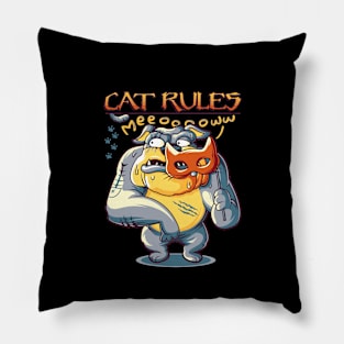 CAT RULES MEEOOWW Pillow