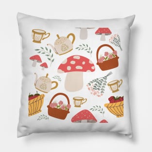 Mushroom Picnic Celebration Pillow